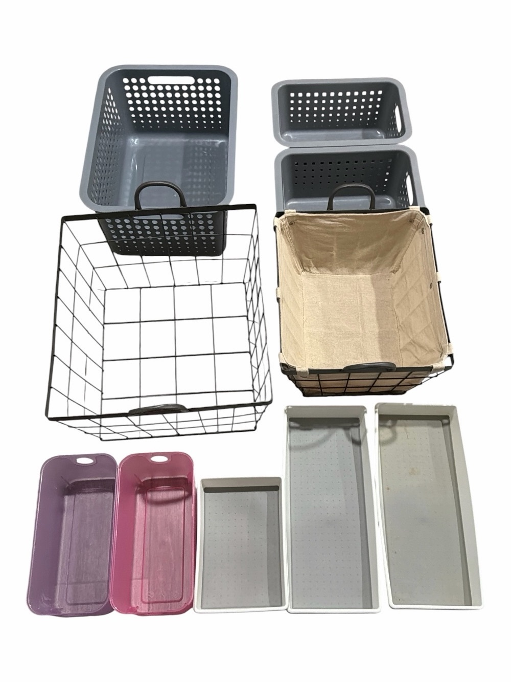 Bundle of Gray Home Storage Basket and Bin Set